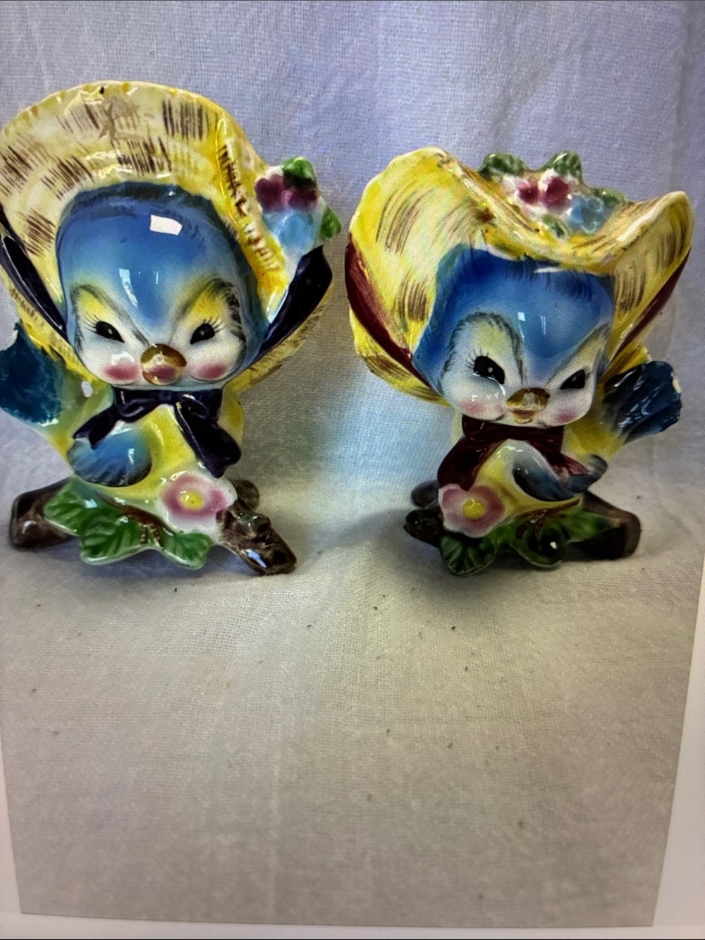 Vintage 1950s Anthropomorphic Hand-Painted Bluebird Salt & Pepper Shakers Japan